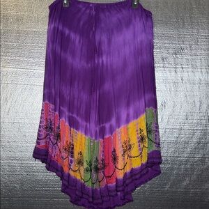 Source Unknown Asymmetrical Skirt in Purple and Multicolor